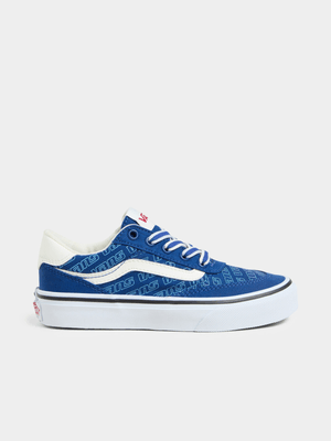 Junior Grade-School Vans Brooklyn Retro Logo Blue/White Sneakers
