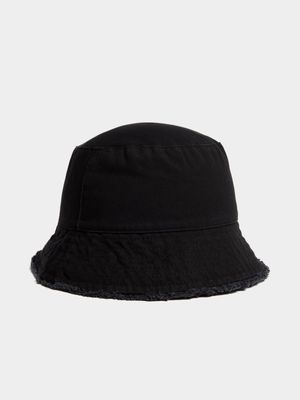 Exact Women's Black Fringe Bucket Hat