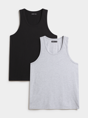 Men's Markham 2 Pack Eyelet Black & Grey Vest