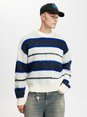 Men's Cotton On Blue Box Fit Fuzzy Crew Knit Top