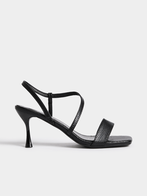Jet Women's Black Croc Strappy Heels