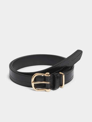 Exact Women's Black Faux Croc Belt