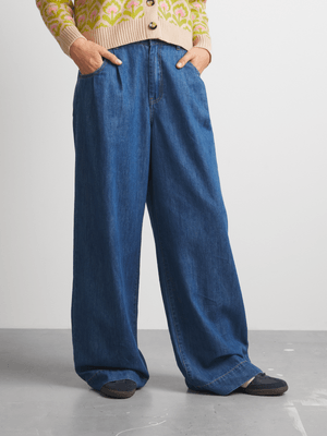 Women's Canvas Pleat Front Denim Pant