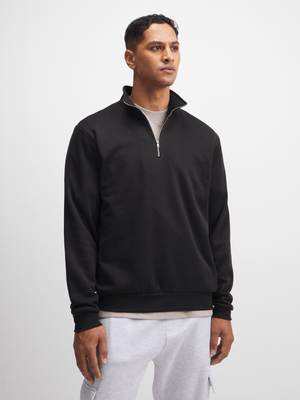 Exact Men's Black Quarter Zip Sweat Top