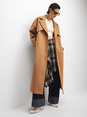 The FIX Women's Tan Storm Flap Melton Coat