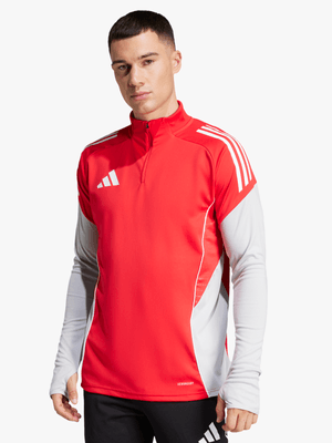 adidas Mens Tiro 25 Competition 1/4 Zip Pure Ruby Training Top