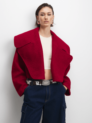 The FX Women's Red Borg Wide Lapel Jacket