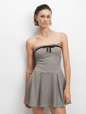 The FIX Women's Black Check Bandeau Mini Dress