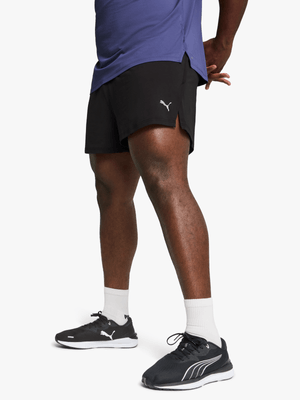 Puma Mens Knit 3 Inch Split Black Shorts
