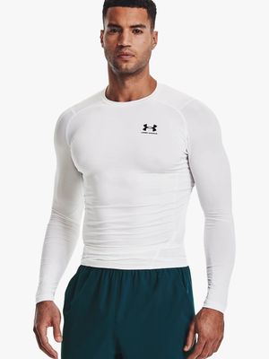 Under Armour Mens HeatGear Long Sleeve White Compression Top