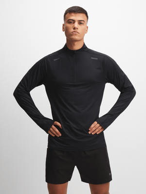 TS Mens Dri-Tech® Zip Black Funnel Neck Sweat Top