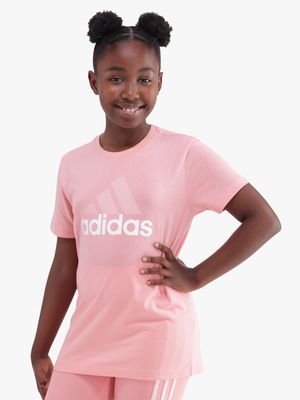 adidas Girls Essentials Bos Logo Pink Tee