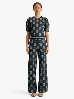 Women's Scotch & Soda Navy Jacquard Cropped Pullover Top