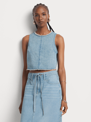 FF Denim Fray Detail Shell Top