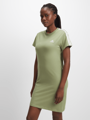 Women's adidas  3S FIT DR 2 Green/White Tee