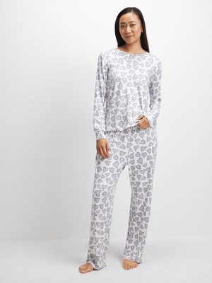 Exact Women's Grey Heart Sleepwear Set