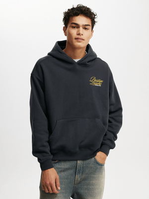 Men's Cotton On Black Box Fit Graphic Hoodie