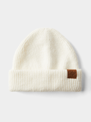 Women's Cotton On White Piper Ribbed Beanie