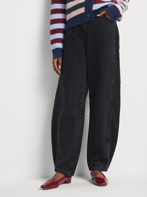 Women's  Me&B Black Darted Barrel Leg Jeans