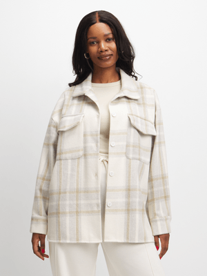 Exact Women's Natural Check Melton Shacket
