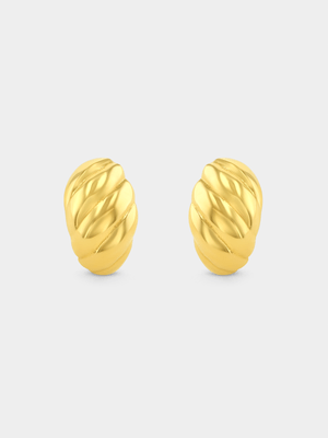 Gold Plated Sterling Silver Textured Oval Stud Earrings
