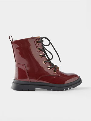 Cotton On Kids Burgundy Combat Lug boots