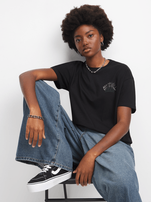 Vans Women's Metal University Graphic Black Oversized T-Shirt