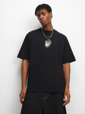 The FIX Men's Black Grunge Skull Graphic Top