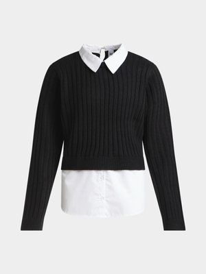 Jet Older Girls Black/White Twofer Top