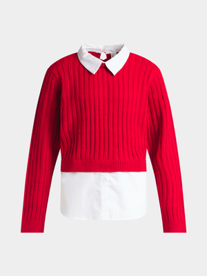 Jet Older Girls Red/White Twofer Top