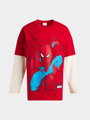 Jet Older Boys Red/Almond Milk Spiderman T-Shirt