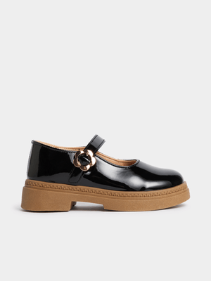 Jet Older Girls Black Mary Jane Shoes