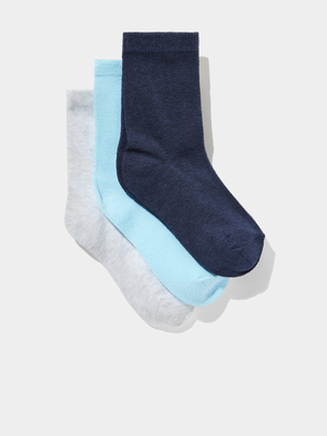 Cotton On Kids Blue 3Pk Crew Socks