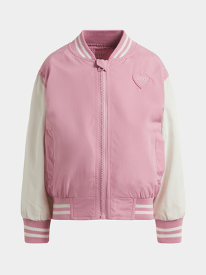 Exact Younger Girl's Pink & White Bomber Jacket