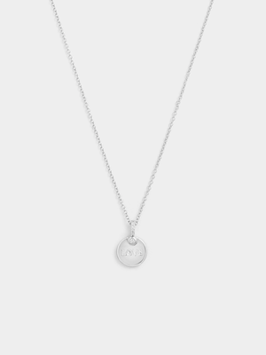 Sterling Silver Cubic Zirconia Love Disc Pendant