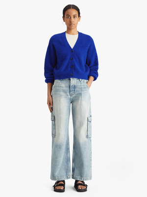Women's Scotch & Soda Blue Fuzzy Relaxed Cardigan