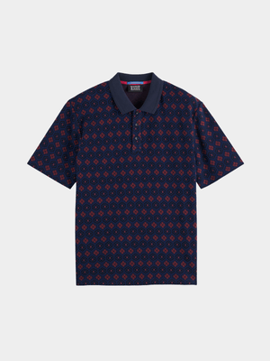 Men's Scotch & Soda Blue Jacquard Polo