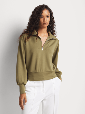 Women's Scotch & Soda Green Modal Utility Sweatshirt