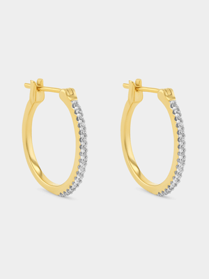 Yellow Gold Diamond Pavé Hoop Earrings