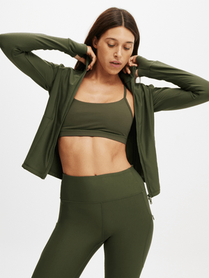 Women's Cotton On Green Active Fleece Lined Zip Thru Jacket
