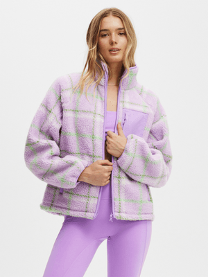 Women's Cotton On Purple Active Trail Sherpa Zip Thru Jacket