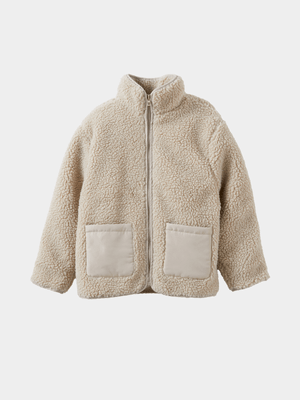Cotton On Kids Girl Beige Sophia Teddy Jacket