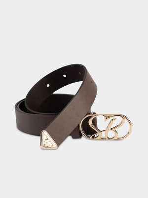 Women's Sissy Boy Brown Belt SB Logo Hardware Buckle