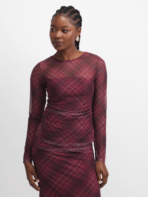 Jet Women's Burgundy Check Top