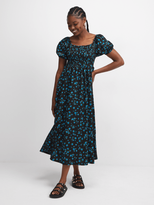 Jet Women's Black/Blue Floral Dress