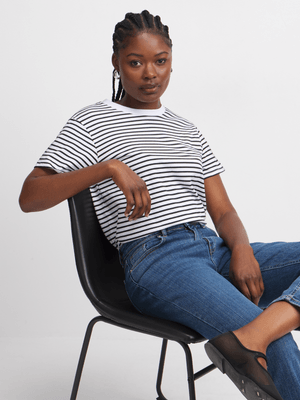 Jet Women's White/Black Stripe T-Shirt