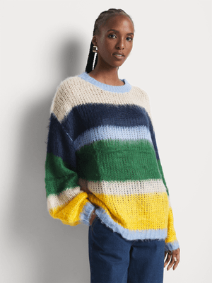 Women Me&B  Multi Stripe  Fluffy Stripe Jumper