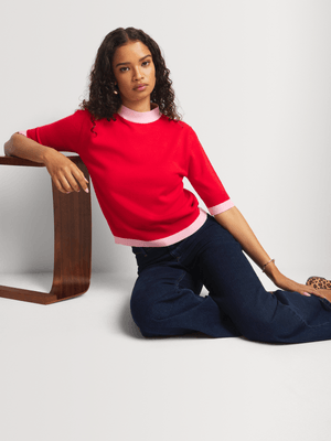 Women's Me&B Red Ballerina Lightweight Knitwear Top