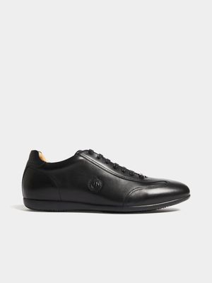 Fabiani Men's Black Leather Classic Sneakers