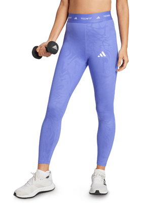 adidas Womens Techfit Printed 7/8 Cobalt Blue Leggings